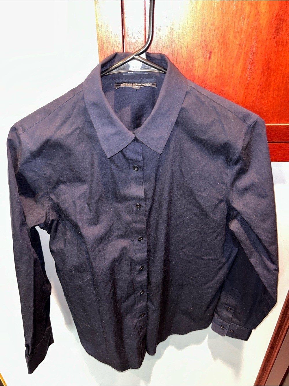 Jones New York Navy Long-Sleeve Dress Shirt